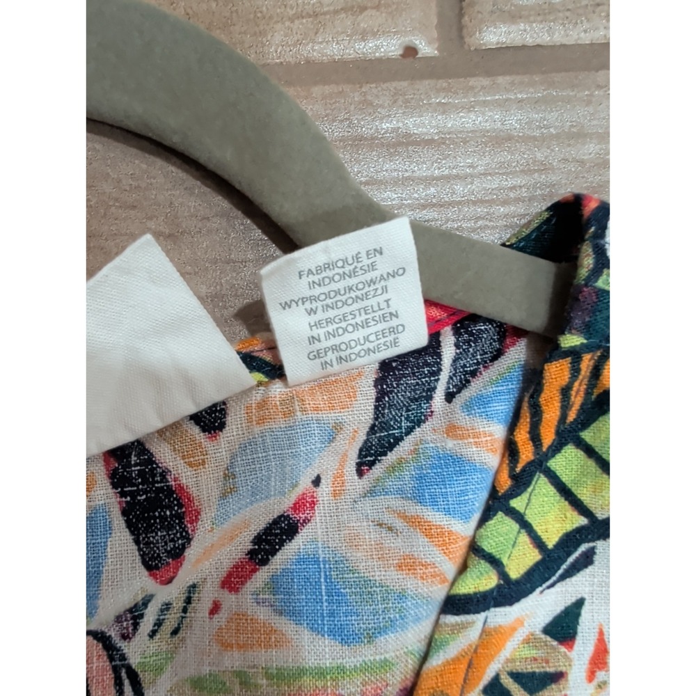 C&C California Shift Dress Womens XS Multicolor Tropical Leaf Linen Pockets - Picture 7 of 16